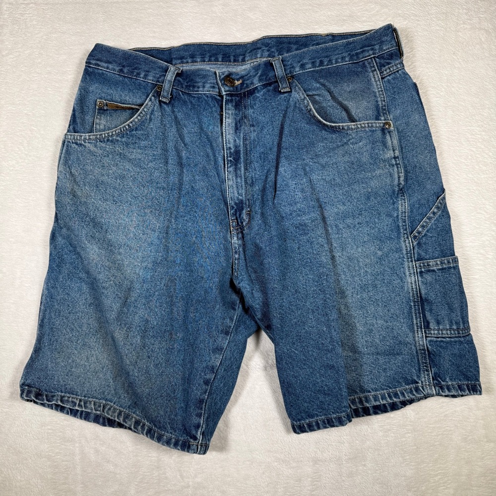Wrangler Carpenter Denim Shorts Mens‎ 38x10 Blue Relaxed Fit Utility